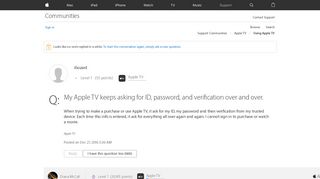 My Apple TV keeps asking for ID, password… - Apple Community