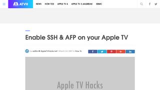 Enable SSH & AFP on your Apple TV - Apple TV Hacks