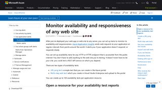 Monitor availability and responsiveness of any web site | Microsoft Docs