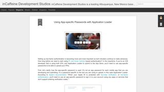 Using App-specific Passwords with Application Loader | inCaffeine ...