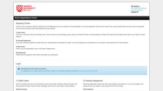 QUB portal - Login - Applications Portal