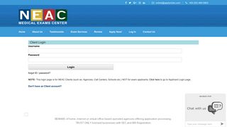 Client Log In - NEAC Medical Exam Application Center