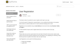 User Registration – AppMachine Help Center
