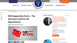 NUS Apprentice Extra - the discount card for UK apprentices! - Youth ...