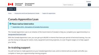Canada Apprentice Loan - Government of Canada