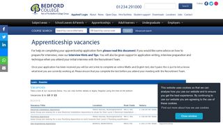 Apprenticeship vacancies - Bedford College