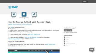 How to Access Outlook Web Access (OWA) - Portal - AppRiver