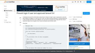 Prevent login if user isnt approved laravel 5.4 - Stack Overflow