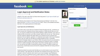 Login Approval and Notification Notes | Facebook
