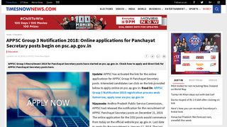 APPSC Group 3 Notification 2018: Online applications for Panchayat ...