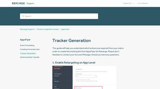 Tracker Generation – Remerge Support