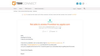 Not able to access Frontdoor-eu.apptio.com | TBM Connect