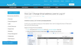 How Can I Change Email Address Used to Log in? | Apptivo FAQ