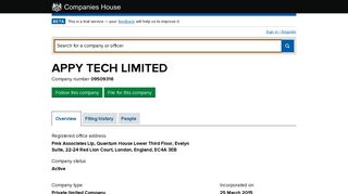 APPY TECH LIMITED - Overview (free company information from ...