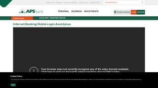 Internet Banking Mobile Login Assistance - APS Bank