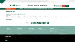 APS Bank | 365 Online Internet Banking Maintenance