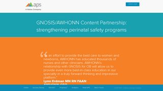 GNOSIS/AWHONN Content Partnership: strengthening perinatal ... - APS