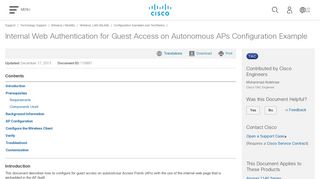 Internal Web Authentication for Guest Access on Autonomous APs ...