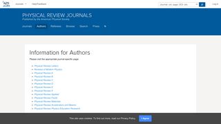 Physical Review Journals - Information for Authors