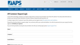 APS Customer: Request Login | APS Technology