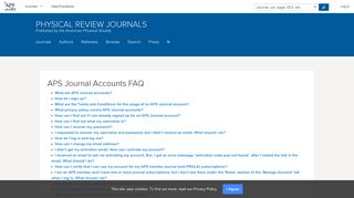 Physical Review Journals - APS Journal Accounts FAQ