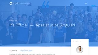 It's Official — Apsalar Joins Singular! - Singular