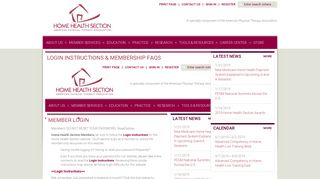 Login Instructions & Membership FAQs - Home Health Section of APTA
