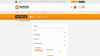 Aptoide - User Sign Up