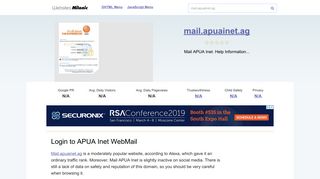 Mail.apuainet.ag website. Login to APUA Inet WebMail.