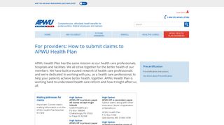 Provider Claim Submission to APWU Health Plan