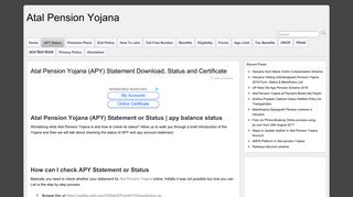 Atal Pension Yojana (APY) Statement Download, Status and ...