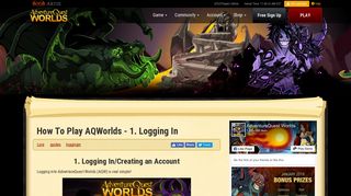 How To Play AQWorlds - 1. Logging In of AQ Worlds