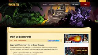 Daily Login Rewards of AQ Worlds