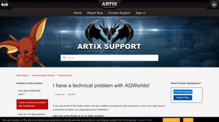 I have a technical problem with AQWorlds! – Artix Support
