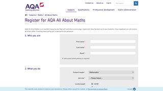 AQA | Subjects | Mathematics | Register for AQA All About Maths