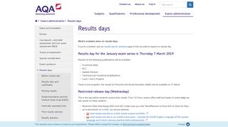 AQA | Exams administration | Results days