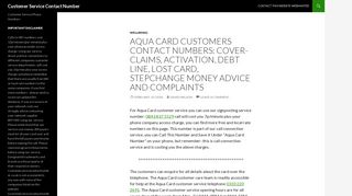 Aqua Card Customer Service Contact Number, Lost: 0843 837 5529