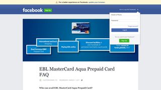 EBL MasterCard Aqua Prepaid Card FAQ | Facebook