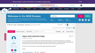 Aqua card customer login - MoneySavingExpert.com Forums