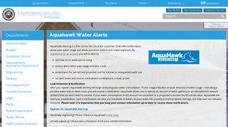 Aquahawk/ Water Alerts - City of Hendersonville, NC