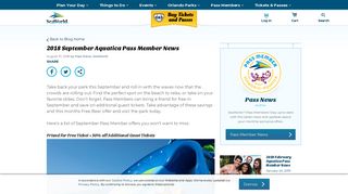 Aquatica Pass Member News for September 2018 | Aquatica Orlando