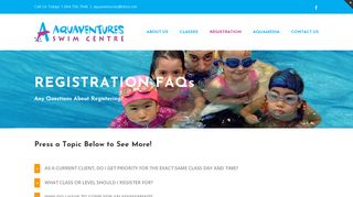 REGISTRATION FAQs - Aquaventures Swim Centre