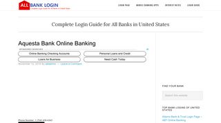 Aquesta Bank Login Page - Secure Online Banking Guide - All Bank ...