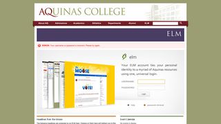 Aquinas College :: ELM Login