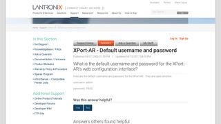 XPort-AR - Default username and password