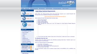 Arab Bank - UAE: Arabi Online Technical Requirements