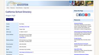 Aragon High - School Directory Details (CA Dept of Education)