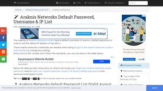 Araknis Networks Default Password, Login & IP List (updated August ...