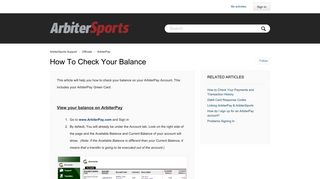 How to Check Your Balance – ArbiterSports Support