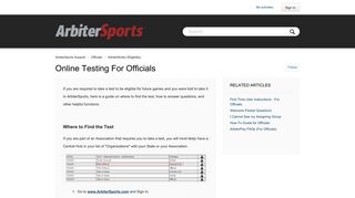 Online Testing for Officials – ArbiterSports Support